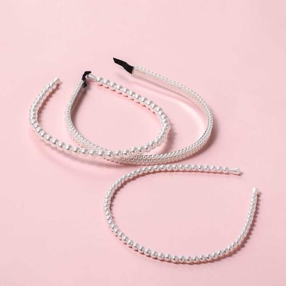 ZARA pearl headband set jumbo faux pearls - Picture 3 of 5